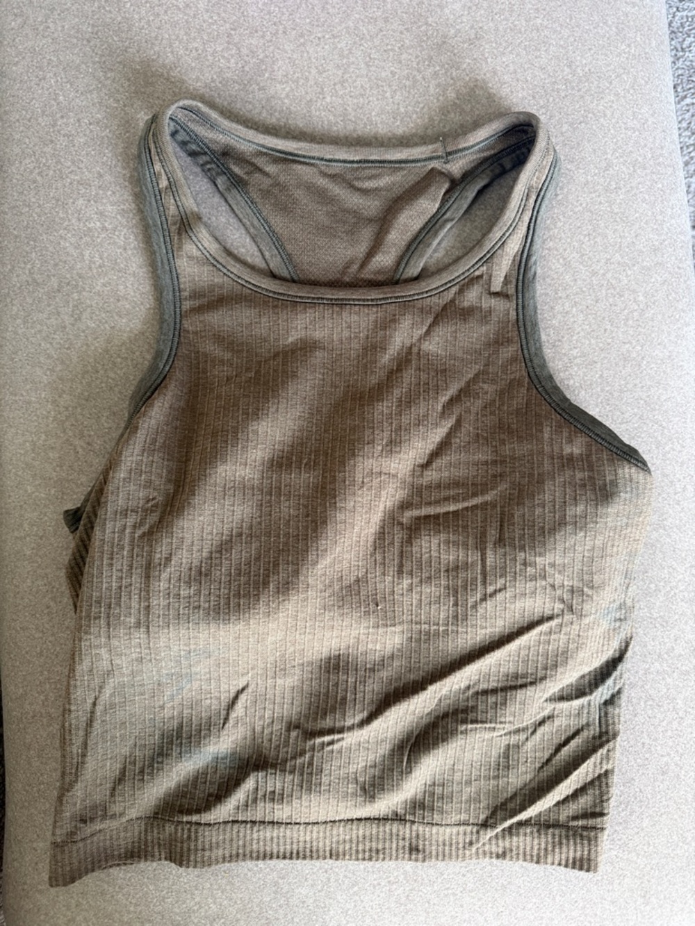 lululemon athletica Olive Ribbed High-Neck Crop Tank